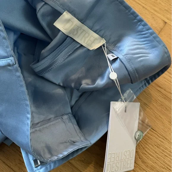 Destree Niagara blue satin straight pants - Picture 7 of 7